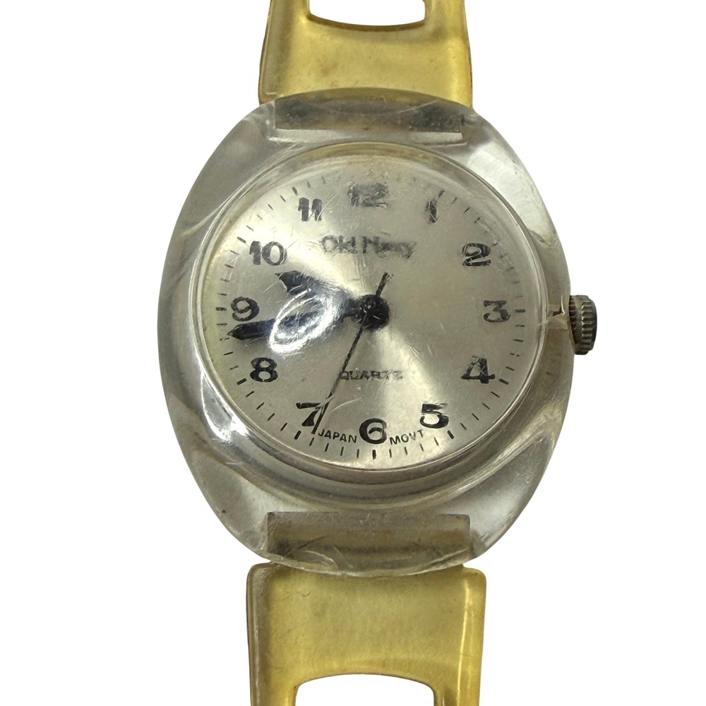 Vintage Old Navy Jelly Watch Clear Yellow Transparent Resin Y2K ON003B Japan
